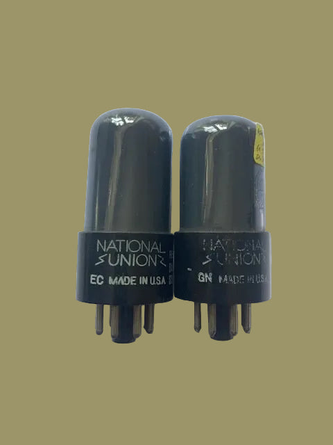 6SN7GT, NATIONAL UNION, FULL BLACK GLASS, FAT BASE, WHITE BASE PRINT, 1954S PRODUCTION, 6SN7