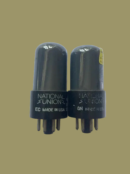 6SN7GT, NATIONAL UNION, FULL BLACK GLASS, FAT BASE, WHITE BASE PRINT, 1954S PRODUCTION, 6SN7