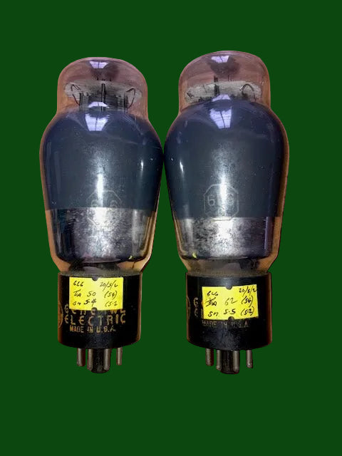 6L6G, GENERAL ELECTRIC, GE, MATCHED PAIR, 1943 MANUFACTURE, ORANGE BASE PRINT 