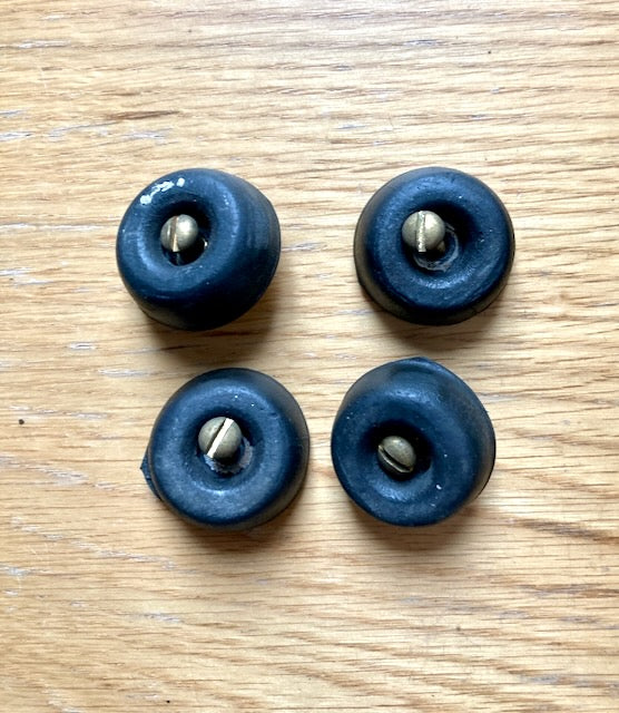 Set of 4X, rubber feet, black,  screw hold, 27mm dia.,  10mm high,