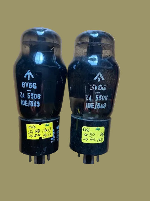6V6G, BRIMAR, MATCHED PAIR,  ZA5308, 10E/349, MILITARY WW2 PRODUCTION, REME RECERTIFIED 1953, 6V6