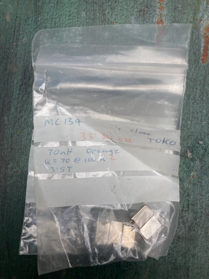134, 10 mm Tunable RF Inductors, Closewound, 35-34032,  70nH,  q=70@100M, 3.5T, bag of 2