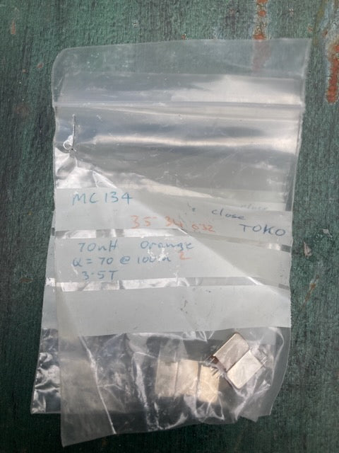 134, 10 mm Tunable RF Inductors, Closewound, 35-34032,  70nH,  q=70@100M, 3.5T, bag of 2