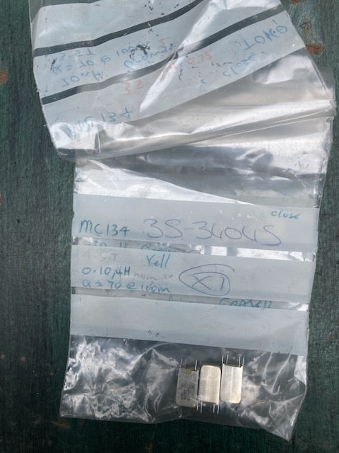 Toko, MC134, 10 mm Tunable RF Inductors, Closewound, 35-34045  0.1unH,  q=70@100M, 4.5T, bag of 3