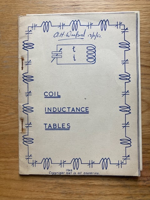 COIL INDUCTANCE TABLES,  RM McROBB,  2nd EDN., 1948