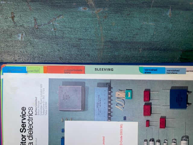 SUFLEX COMPONENTS CATALOGUE, CAPACITORS,  SLEEVING, 1967