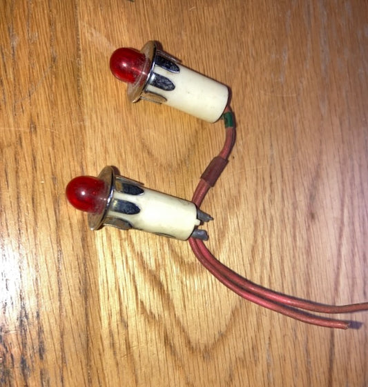 1960s RS, Radiospares, Neon Indicator, 240 V, Wire Leaded, As used on Marshall Amplifiers, Red Lens, Chrome Bezel