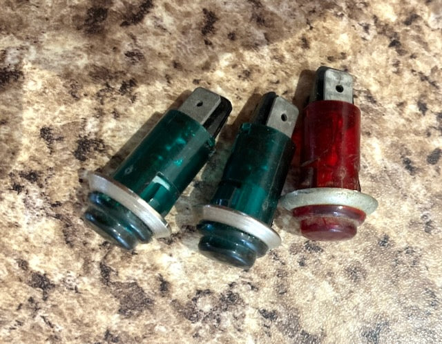 3X 1960s RS, Radiospares, Lucar Conncctor Neon Indicator,  Wire Leaded,19mm Outer Bezel