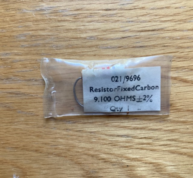 9k1, 0.25W, Erie, Type 108, Carbon Resistors, High Stability , Individually Wrapped, Air Ministry, 021/9696
