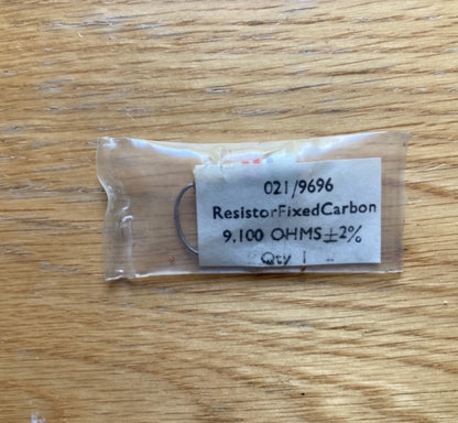 9k1, 0.25W, Erie, Type 108, Carbon Resistors, High Stability , Individually Wrapped, Air Ministry, 021/9696