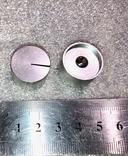 2x, BILLET ALUMINIUM KNOBS, 6mm SHAFT,  13mm HEIGHT, 20mm DIA.