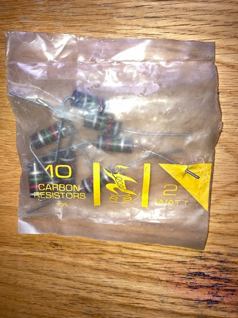 RS, RADIOSPARES, VINTAGE, 2W  CARBON RESISTORS, BOXED