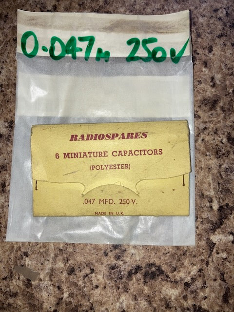 RS, RADIOSPARES, POLYESTER CAPACITORS, 0.047uF 250V, PACK 6