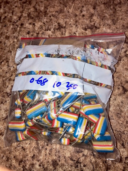 Mullard, C280 Series, Tropical Fish, Polyester Capacitors,250V & 400V Wkg, in Various Values,