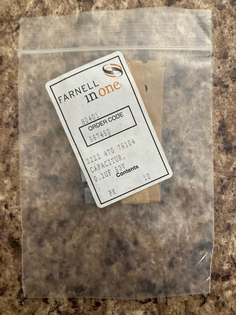 Pack of 10x VISHAY BC, 0.1UF 63V; CAPACITOR, POLYESTER, SERIES:2222470