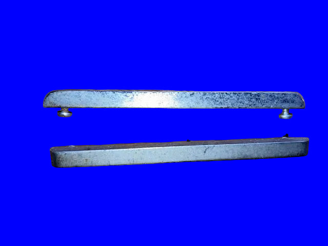 2x, ART DECO, ALUMINIUM BAR SPEAKER TRIMS, O/L 100mm,  C/W SCREW FIXINGS 87mm CENTRES