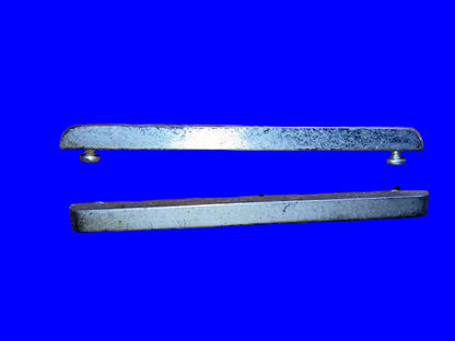 2x, ART DECO, ALUMINIUM BAR SPEAKER TRIMS, O/L 100mm,  C/W SCREW FIXINGS 87mm CENTRES