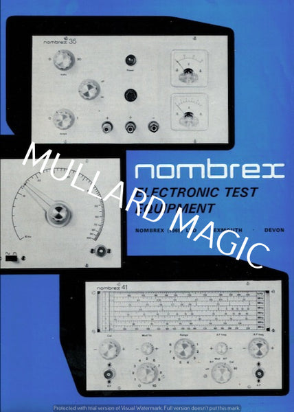 NOMBREX, TEST EQUIPMENT, BROCHURE, 1960S