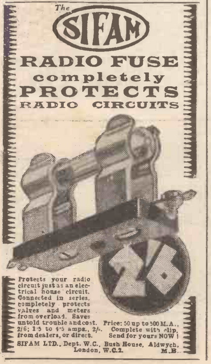SIFAM, FUSE HOLDER, 1928, EX EQUIPT