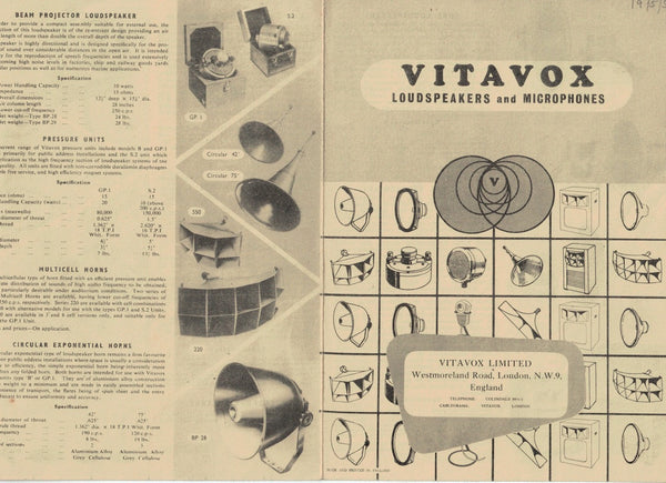 VITAVOX, LOUDSPEAKERS, MICROPHONES BROCHURE, 1951