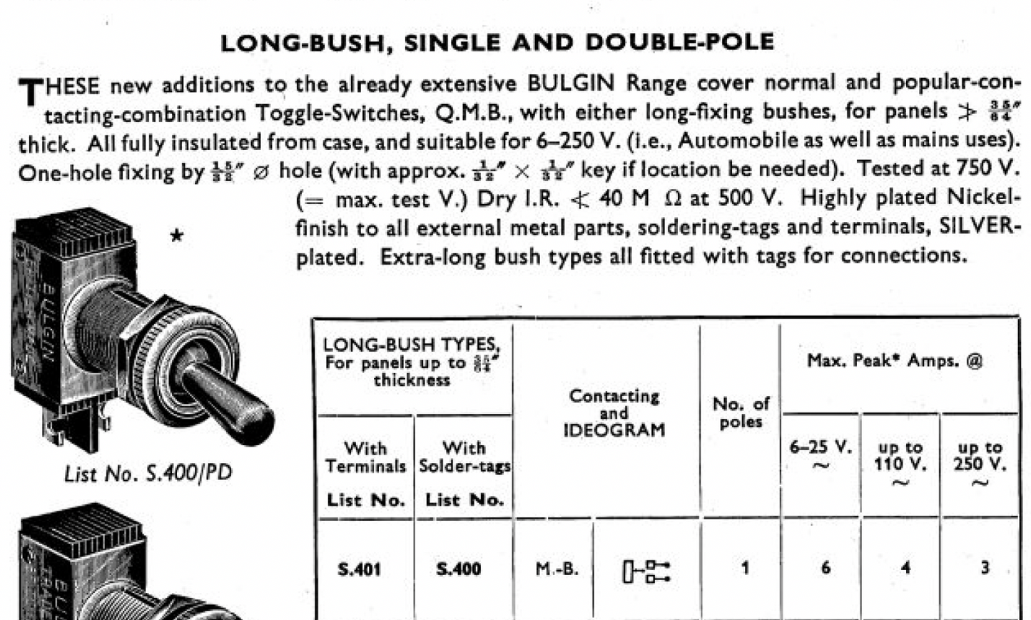 BULGIN ,S400PD, PEAR DOLLY, SPST, SWITCH, EX EQUIPT