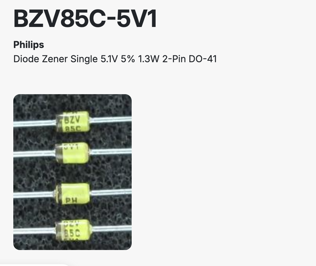 BZV85C-5V1 ,Philips,  Diode Zener, 5.1V 5% 1.3W ,2-Pin ,DO-41, PACK OF 15X NOS