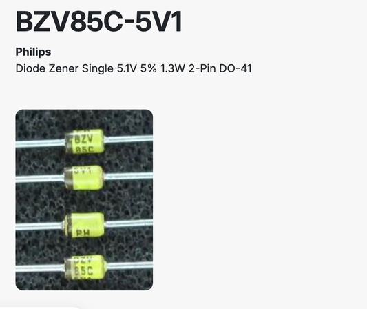 BZV85C-5V1 ,Philips,  Diode Zener, 5.1V 5% 1.3W ,2-Pin ,DO-41, PACK OF 15X NOS
