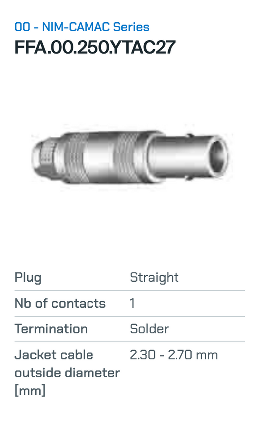 Lemo plug,  00-NIM- CAMAC,  FFA.00.250.YTAC27