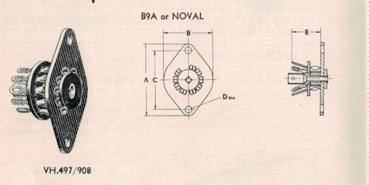 CLIX, VH.497/908,  B9A, NOVAL, TUFNOL WAFER VALVE BASE,NOS