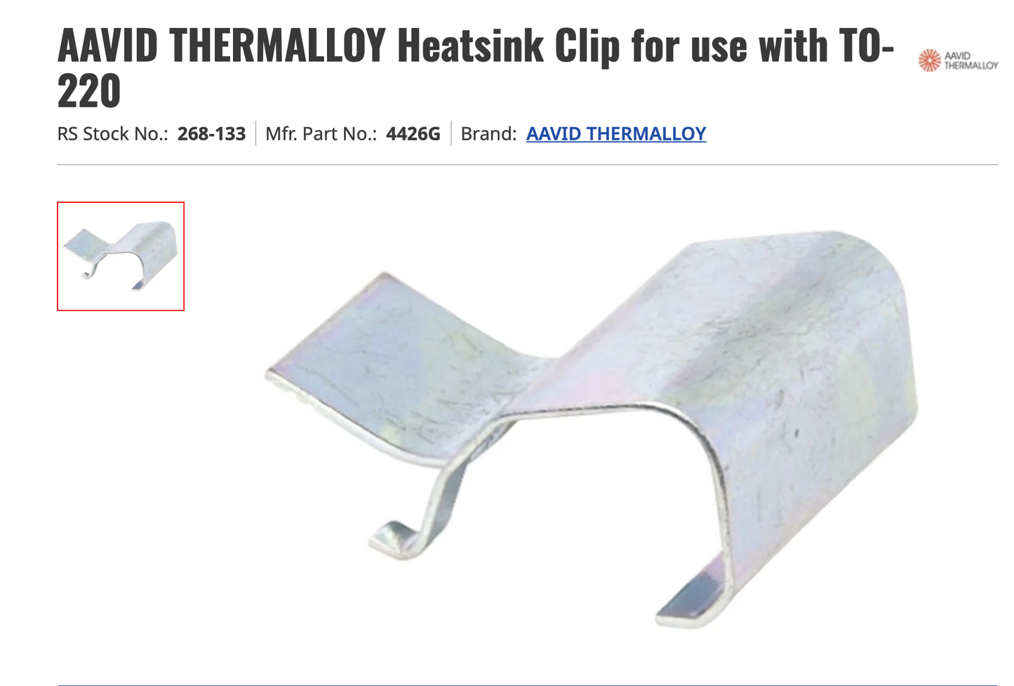 Radiospares, TO-220 heatsink clips, pack 10x , RS 268-133, NOS