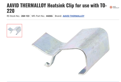 Radiospares, TO-220 heatsink clips, pack 10x , RS 268-133, NOS