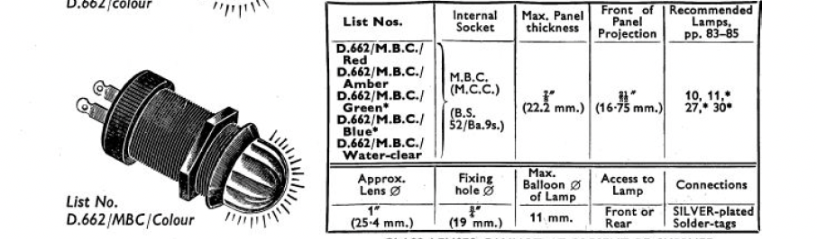 BULGIN, D662/GREEN, SPECIAL DUTY, SIGNAL LAMP, GREEN LENS
