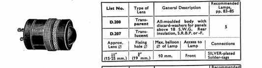 BULGIN, D200, SPECIAL DUTY, SIGNAL LAMP, CLEAR GLASS LENS