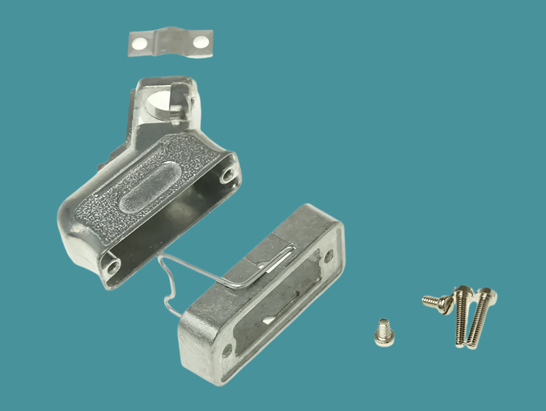 Cinch, 217-15H, RS 466-242,  D-type,15 way, cast aluminium shroud, cast aluminium back shell, 45 degree cable entry, marked RS