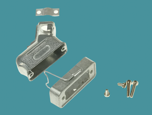 Cinch, 217-15H, RS 466-242,  D-type,15 way, cast aluminium shroud, cast aluminium back shell, 45 degree cable entry, marked RS