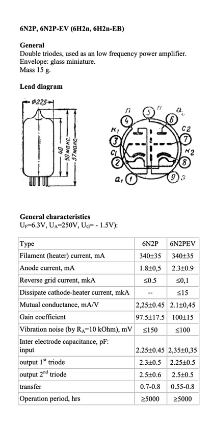 6N2P-EV, 6N2, 6H2n-EB, Voshkod, Rocket Logo, NOS, 1980 manufacture