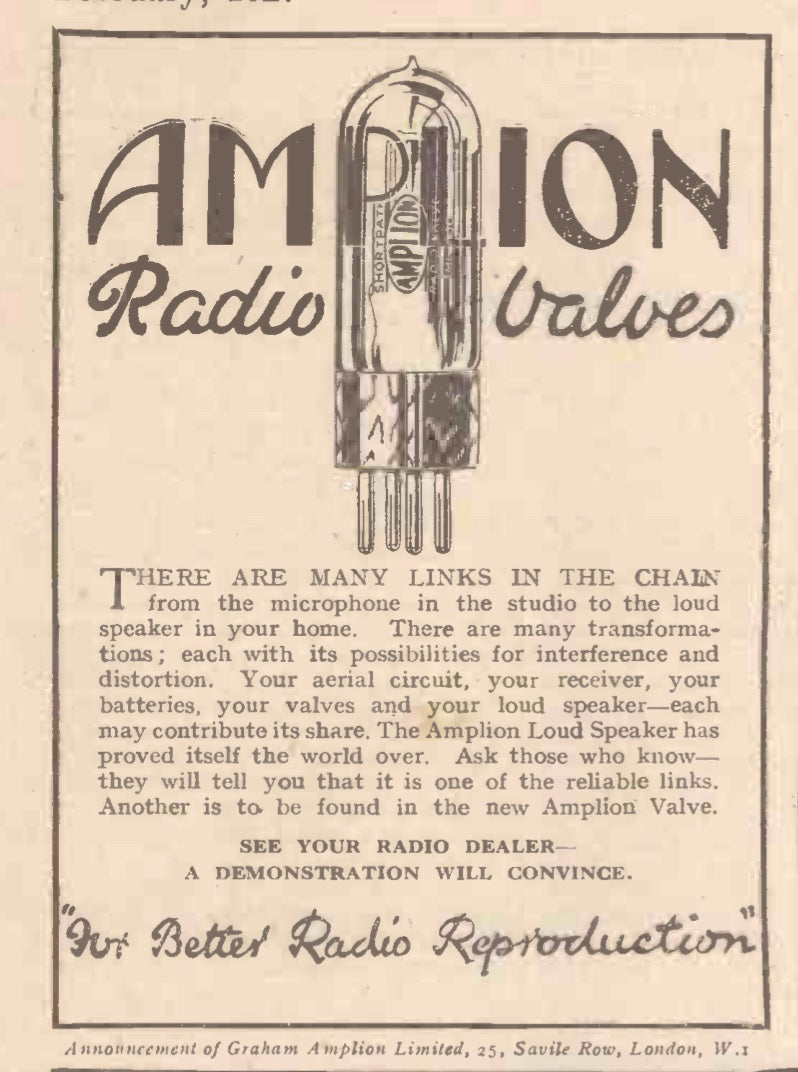 AMPLION, AML 2/50, RED PRINT, PIP-TOP, 1927,  FILAMENT OK,