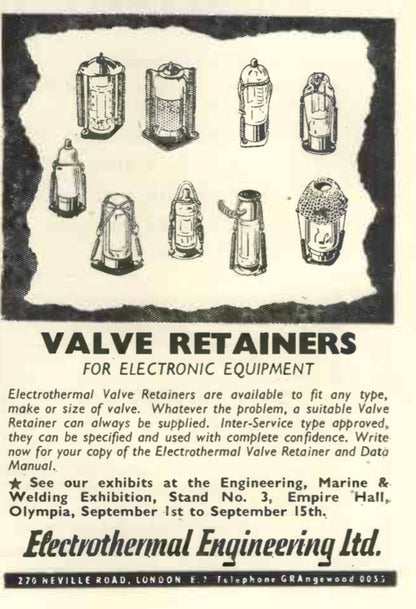 ELECTROTHERMAL, VALVE RETAINER,SPRING BALE, VALVE BASE MOUNT, FOR, ECL86,  EL84, EZ81