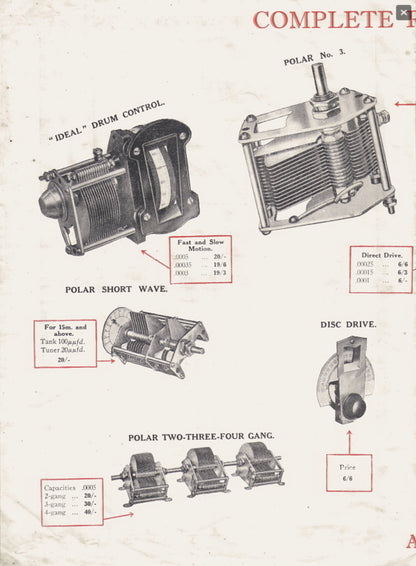 Wingrove Rogers, Polar, All Brass Condenser No.3, 0.0005 mfd, Boxed, New, 1931