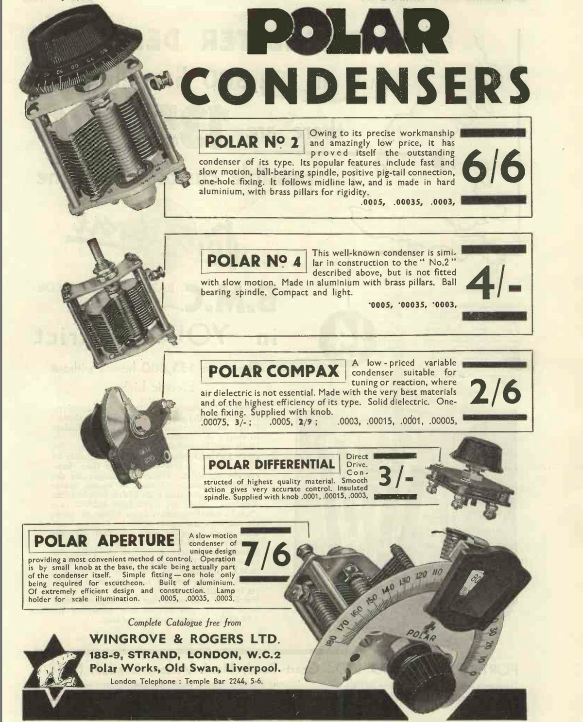 Wingrove Rogers, Polar, Differential Condenser, 0.00015, 1932