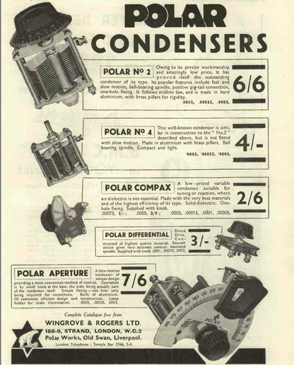 Wingrove Rogers, Polar, Differential Condenser, 0.00015, 1932
