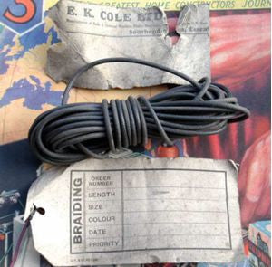 TELCOTHENE BRAIDED COMPONENT SLEEVING FROM 1938 - BLACK - MULLARD MAGIC - 1