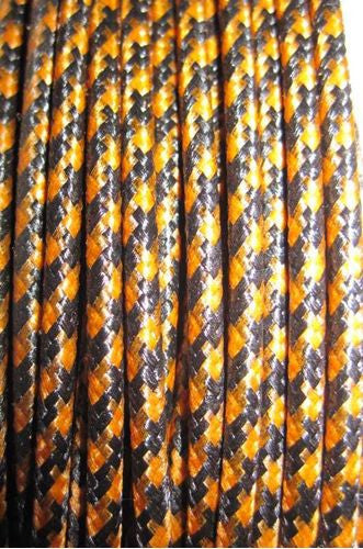 SILK BRAID COVERED VINTAGE 20 AWG HOOK UP WIRE ORANGE WITH BLACK TRACER STRIPE - MULLARD MAGIC