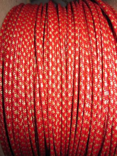 SILK BRAID COVERED VINTAGE 20 AWG HOOK UP WIRE RED WITH WHITE TRACER STRIPE - MULLARD MAGIC