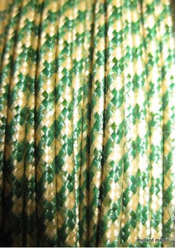 SILK BRAID COVERED VINTAGE 20 AWG HOOK UP WIRE GREEN WITH WHITE TRACER STRIPE - MULLARD MAGIC