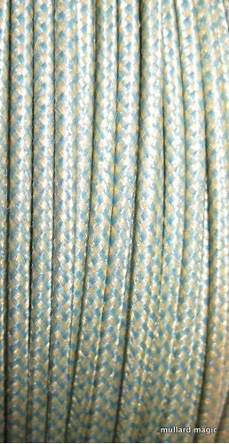 SILK BRAID COVERED VINTAGE 20 AWG HOOK UP WIRE BLUE WITH WHITE TRACER STRIPE - MULLARD MAGIC