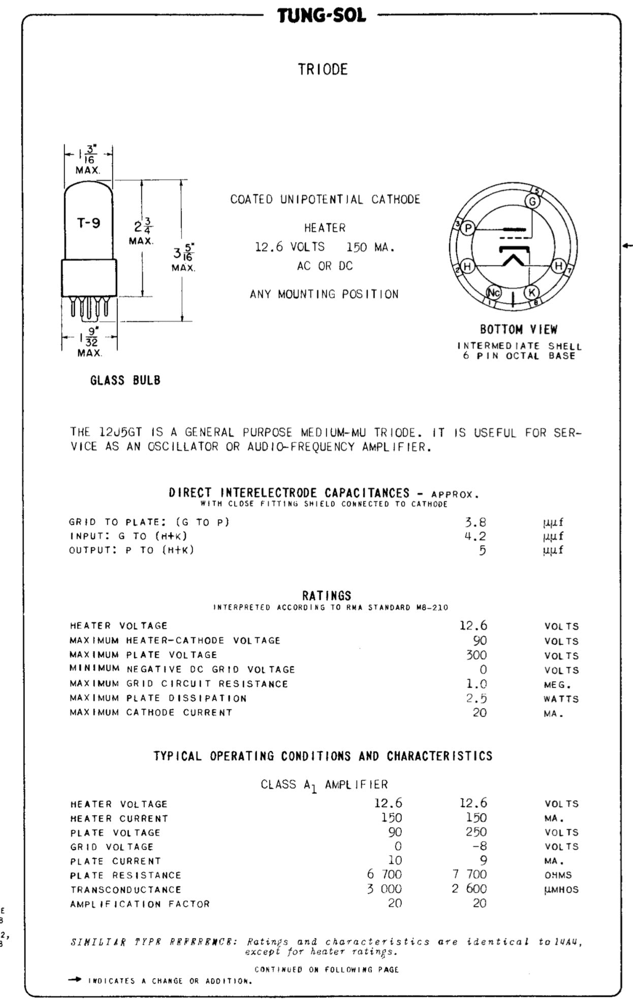 12J5GT,  Tung-Sol,  CV535, VT-135