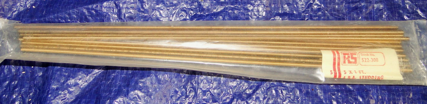 BRASS STUDDING, BA, Threaded Rod, 2BA, 4BA, 5BA, 6BA, 12 INCH 300mm LENGTH