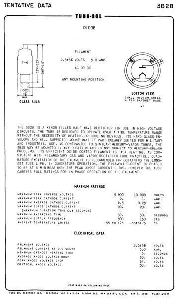 866A, NATIONAL UNION,, BOXED, 2V/400A,3B28  3885A, 866A, AH201, CV32, CV1835, ESU866, RG3-250A,