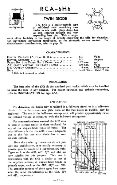6H6, RCA, VT-90 , CV1930, D63, VT-90,   FOR RCA AR88, WS19, 19 SET, WS22, R1475, R206, R1132, R1359, WS38, WS46, WS62, WS68, 6AC7 NIB, R1948, AN/APR-4, HALLICRAFTERS S20R, T1509